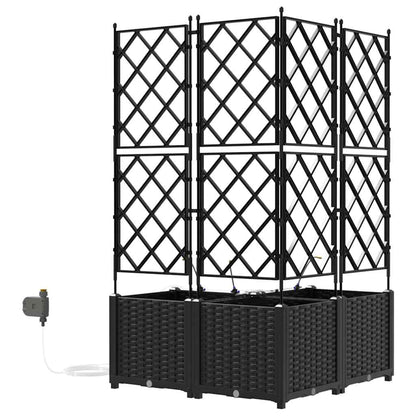 Trädgårdsplanterare 3 pcs Svart 80 x 80 x 142 cm Plast