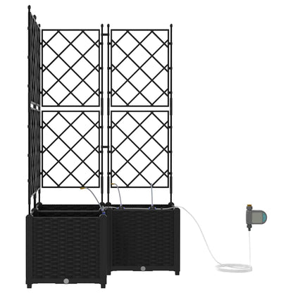 Trädgårdsplanterare 3 pcs Svart 80 x 80 x 142 cm Plast