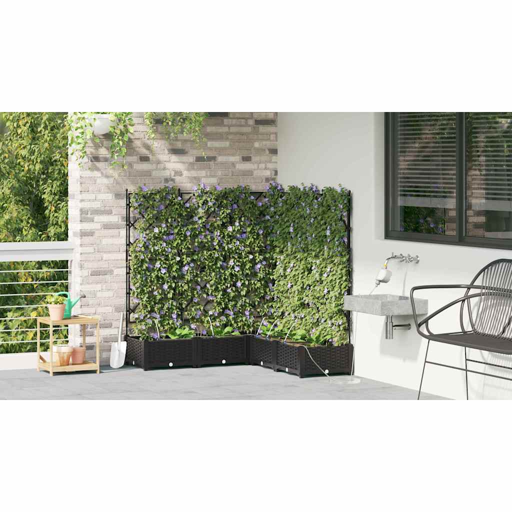 Trädgårdsplanterare 5 pcs Svart 120 x 120 x 126 cm Plast