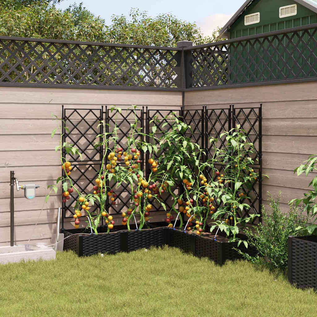Trädgårdsplanterare 5 pcs Svart 120 x 120 x 126 cm Plast