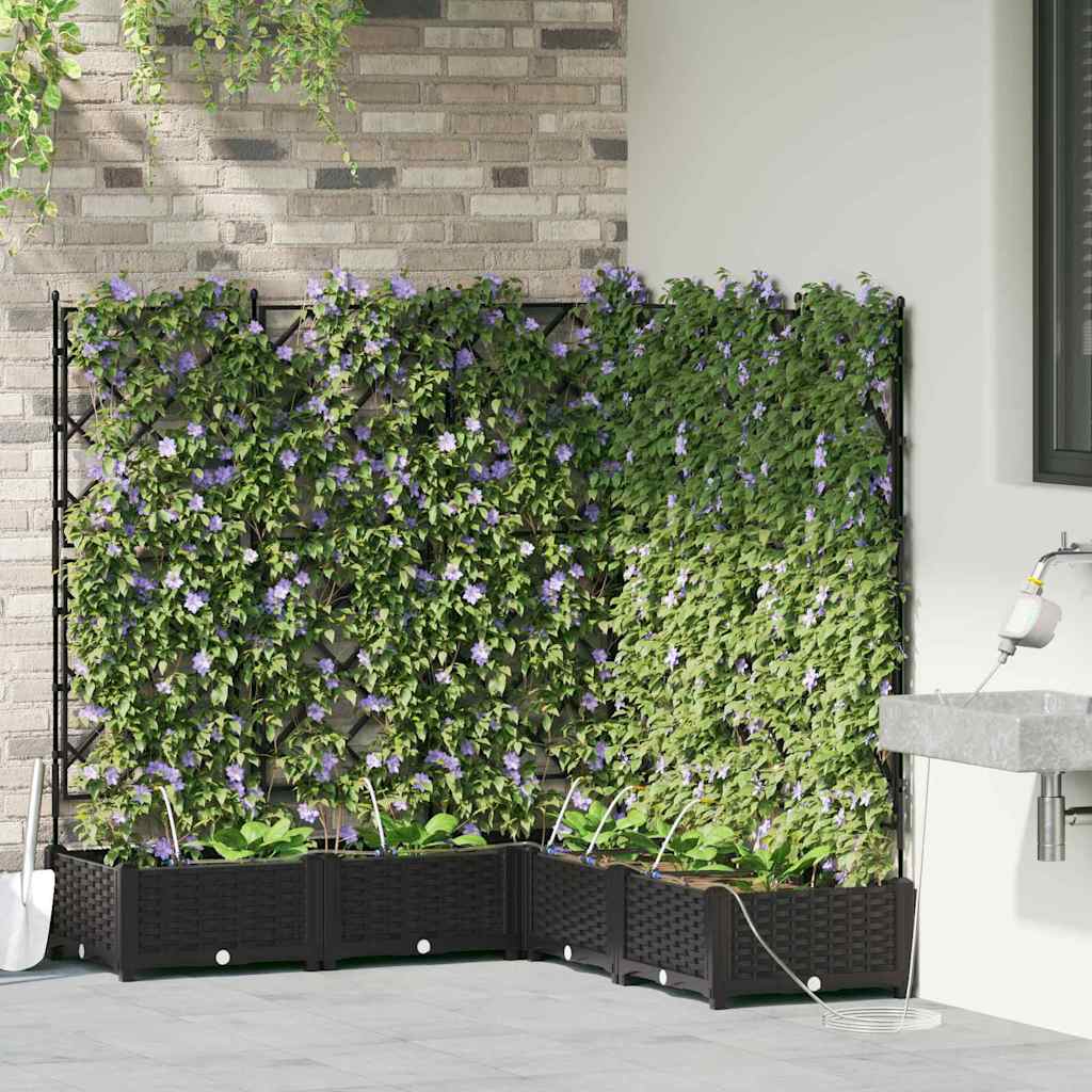 Trädgårdsplanterare 5 pcs Svart 120 x 120 x 126 cm Plast