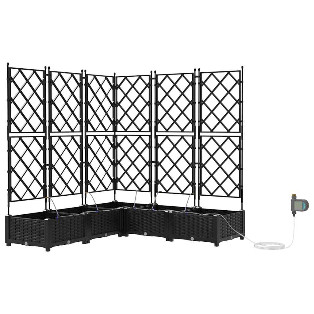 Trädgårdsplanterare 5 pcs Svart 120 x 120 x 126 cm Plast