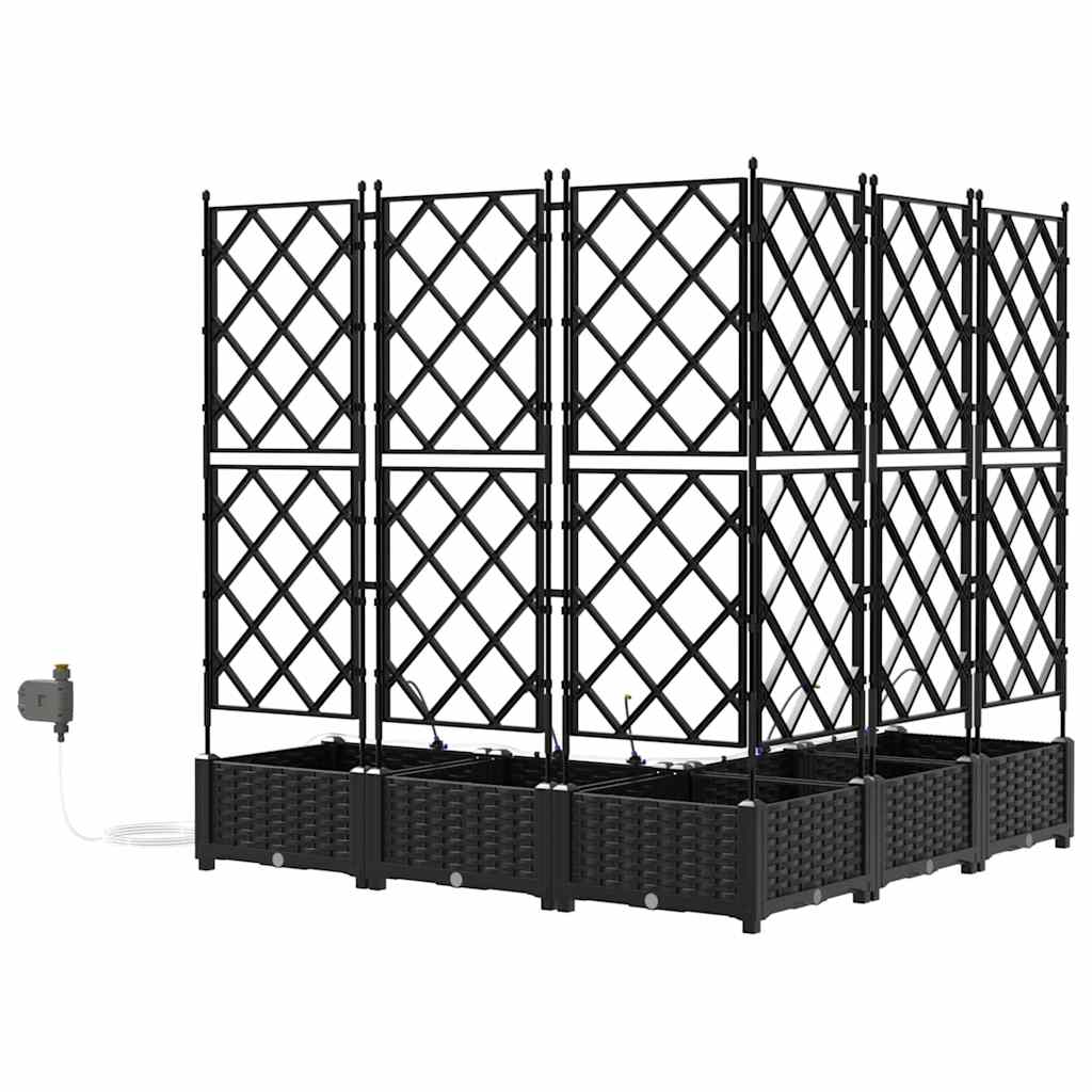 Trädgårdsplanterare 5 pcs Svart 120 x 120 x 126 cm Plast