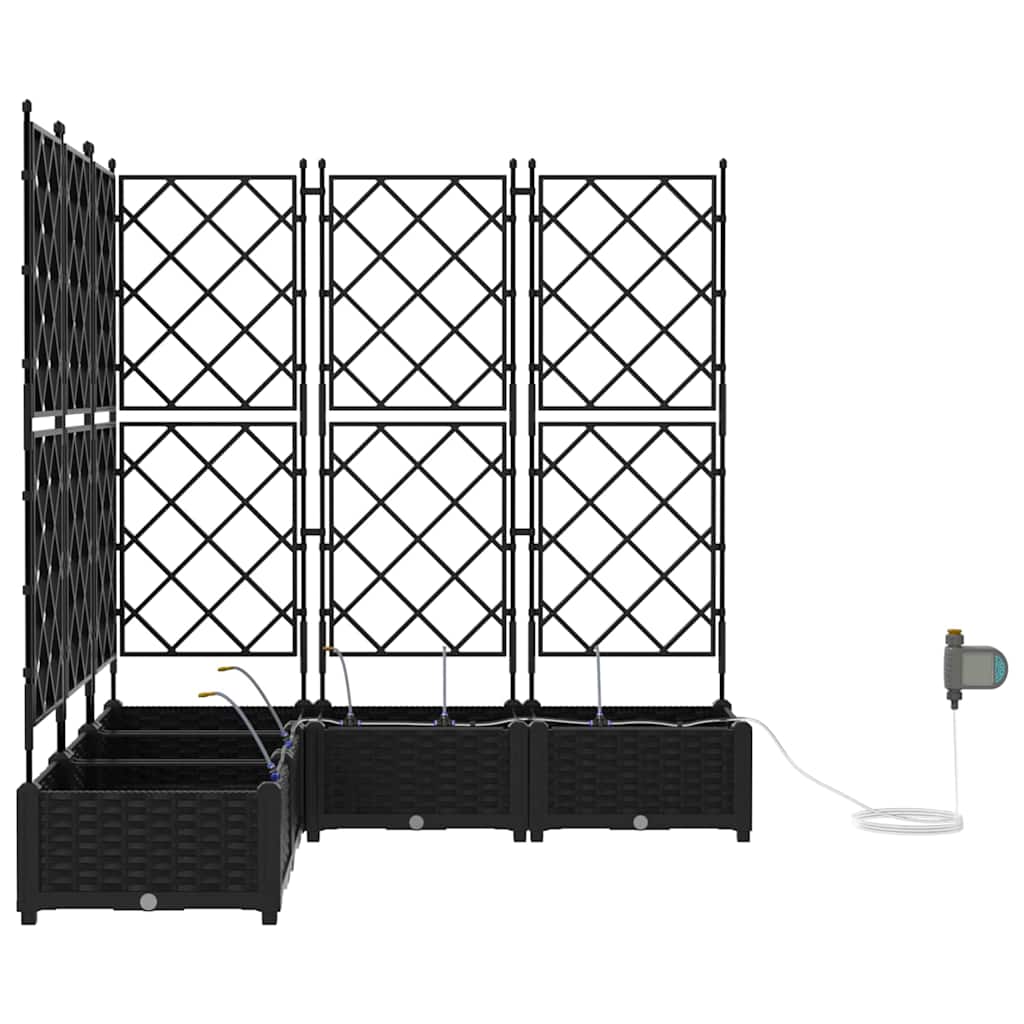 Trädgårdsplanterare 5 pcs Svart 120 x 120 x 126 cm Plast