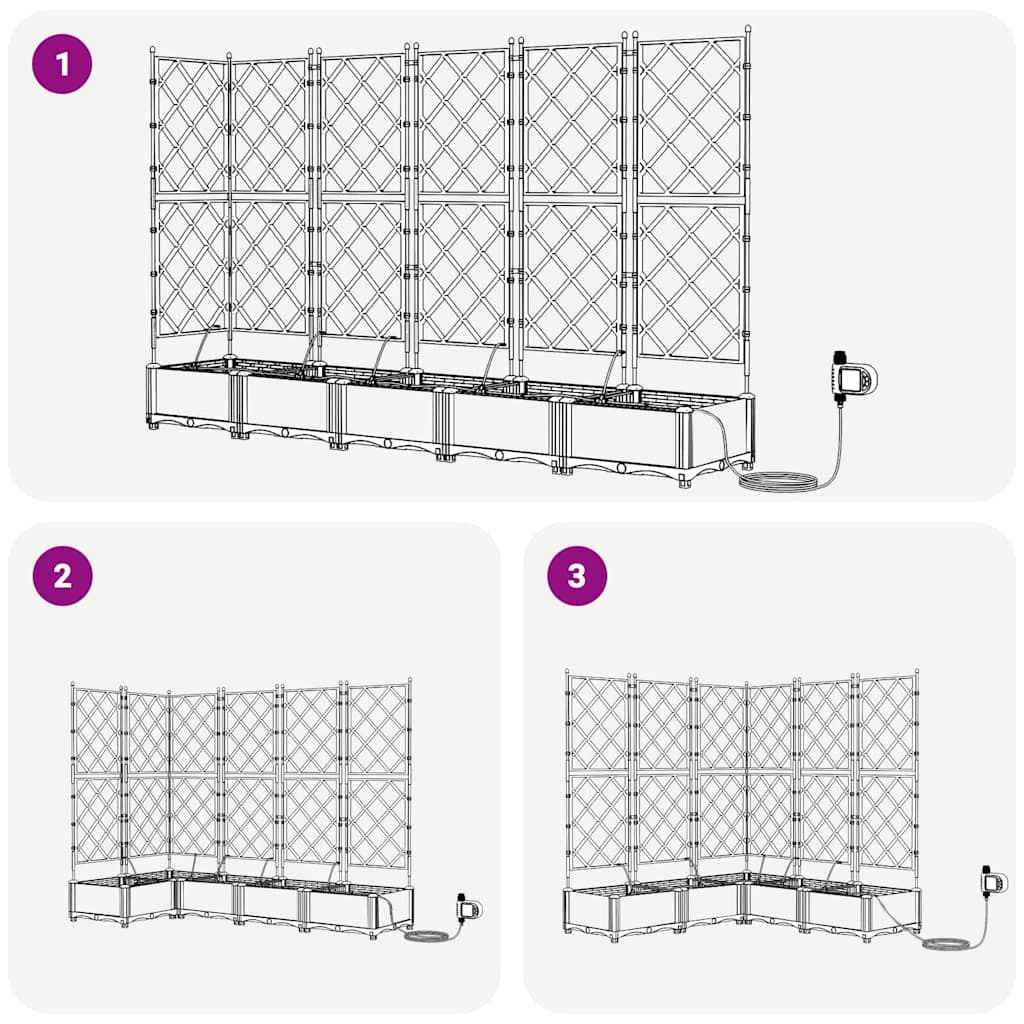 Trädgårdsplanterare 5 pcs Svart 120 x 120 x 126 cm Plast