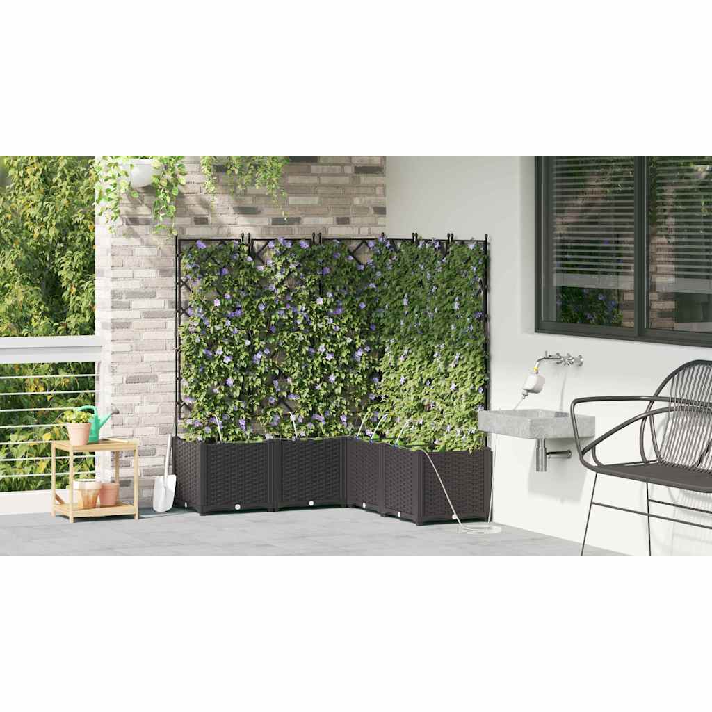Trädgårdsplanterare 5 pcs Svart 120 x 120 x 142 cm Plast