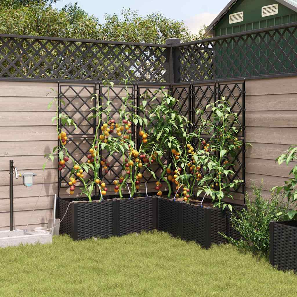 Trädgårdsplanterare 5 pcs Svart 120 x 120 x 142 cm Plast
