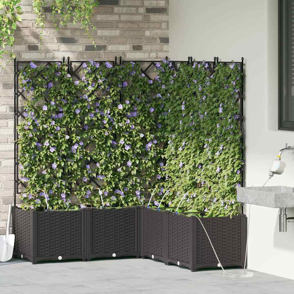 Trädgårdsplanterare 5 pcs Svart 120 x 120 x 142 cm Plast
