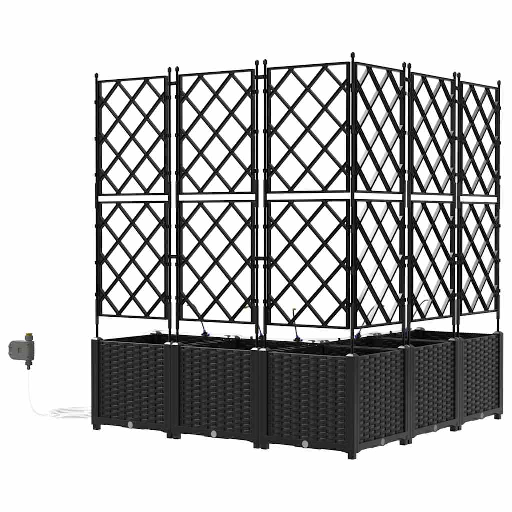 Trädgårdsplanterare 5 pcs Svart 120 x 120 x 142 cm Plast