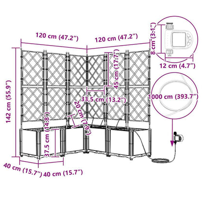 Trädgårdsplanterare 5 pcs Svart 120 x 120 x 142 cm Plast