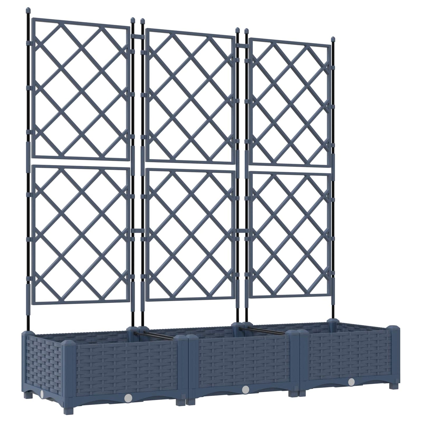 Trädgårdsplanterare 3 pcs Grå 120 x 40 x 125,5 cm Plast