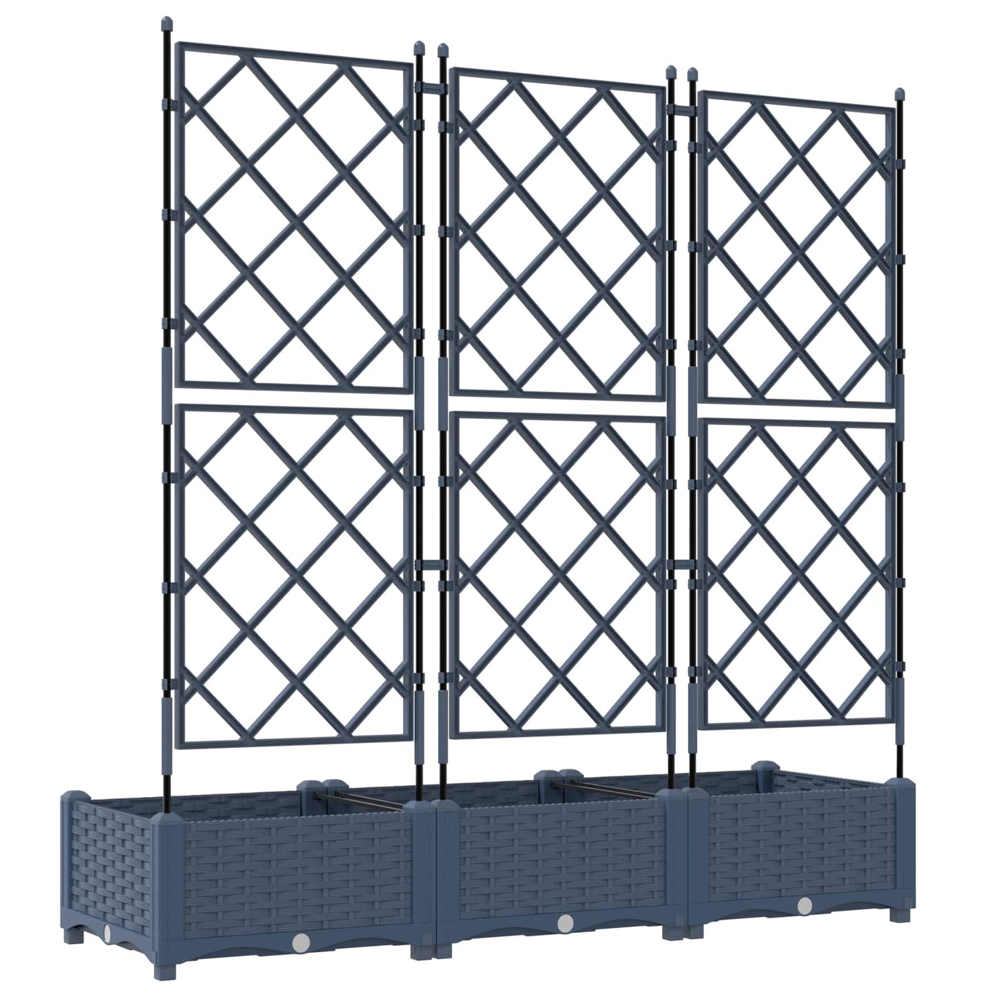 Trädgårdsplanterare 3 pcs Grå 120 x 40 x 125,5 cm Plast
