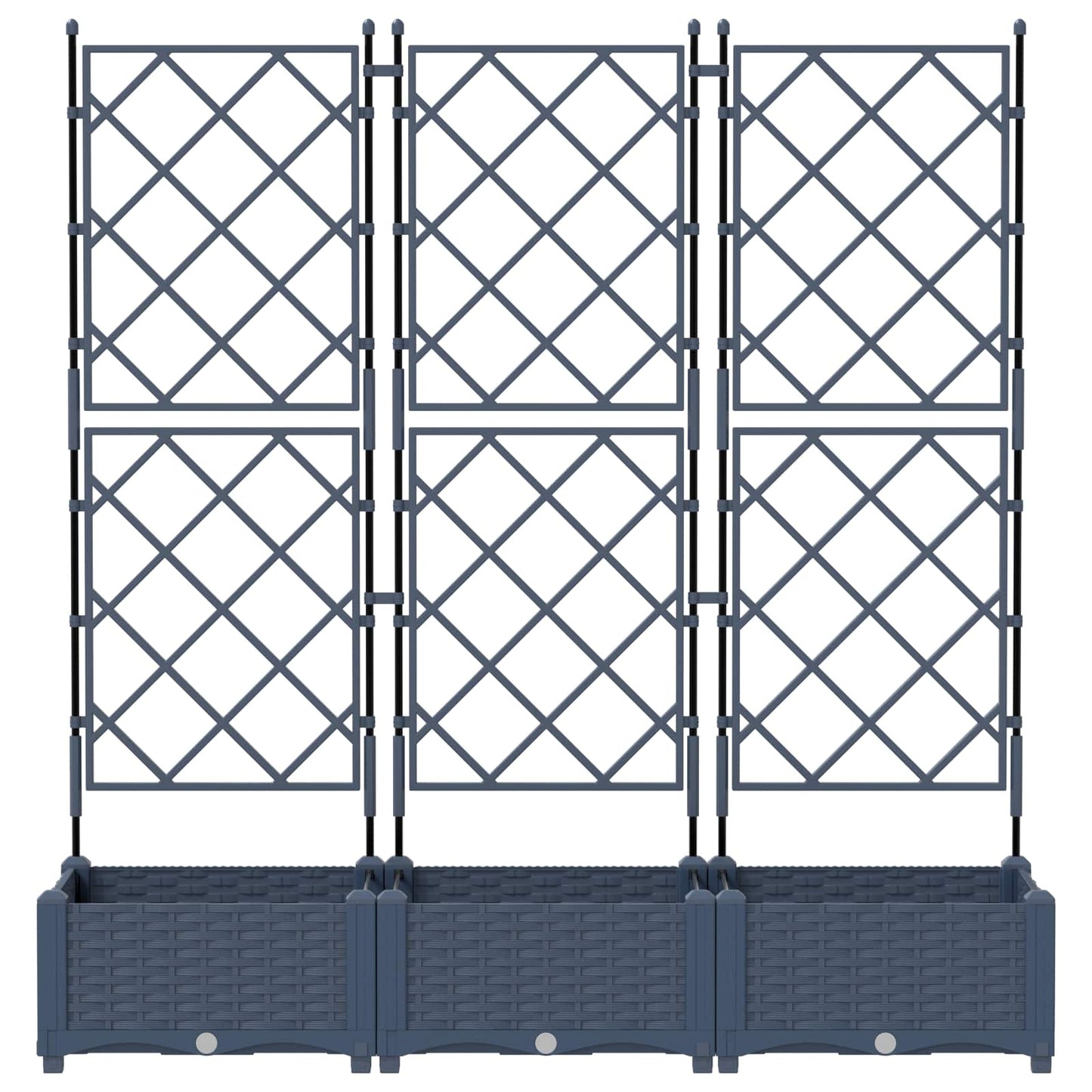 Trädgårdsplanterare 3 pcs Grå 120 x 40 x 125,5 cm Plast