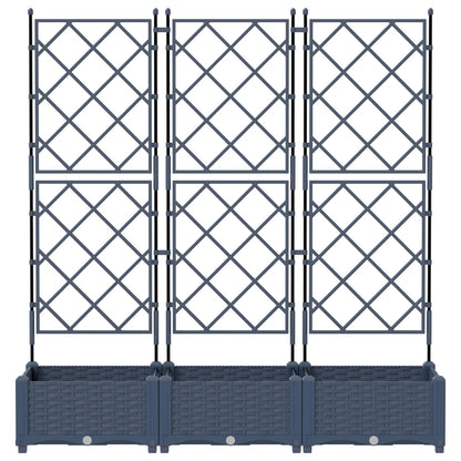 Trädgårdsplanterare 3 pcs Grå 120 x 40 x 125,5 cm Plast