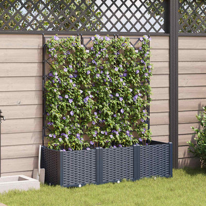 Trädgårdsplanterare 3 pcs Grå 120 x 40 x 143 cm Plast