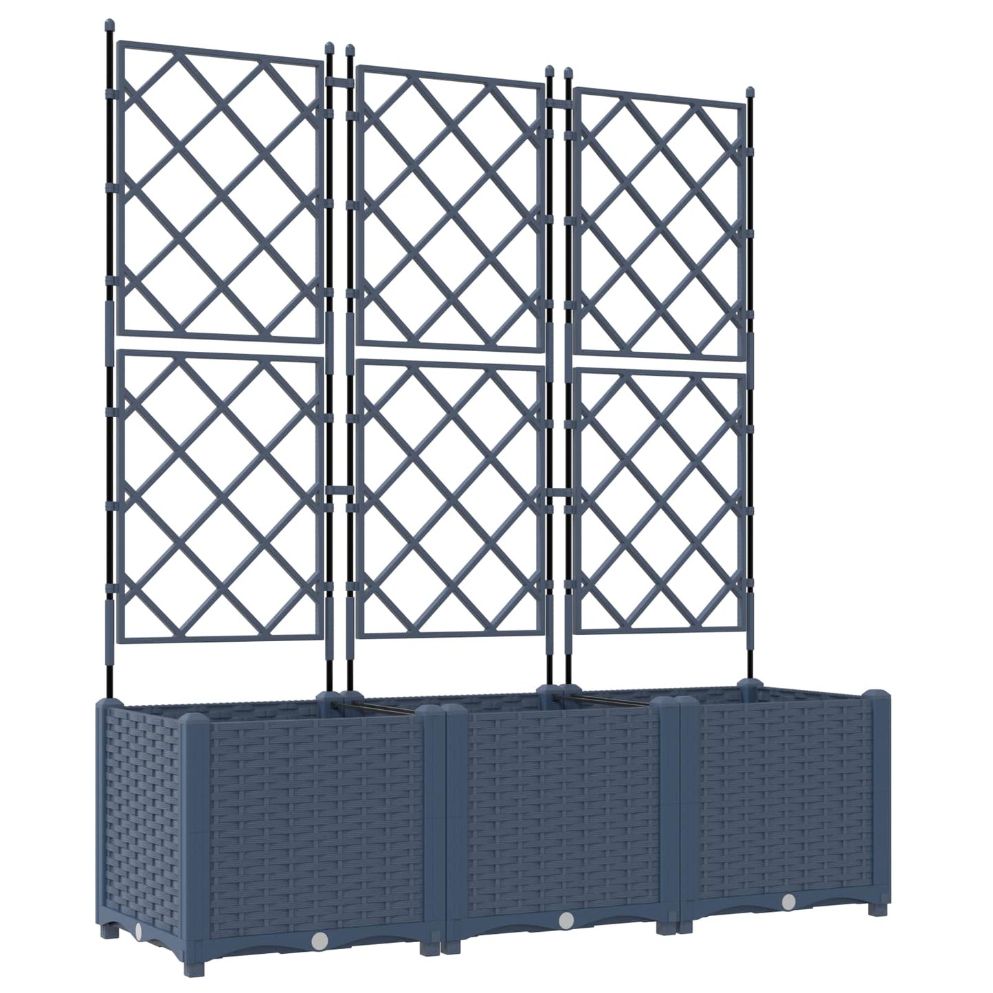 Trädgårdsplanterare 3 pcs Grå 120 x 40 x 143 cm Plast