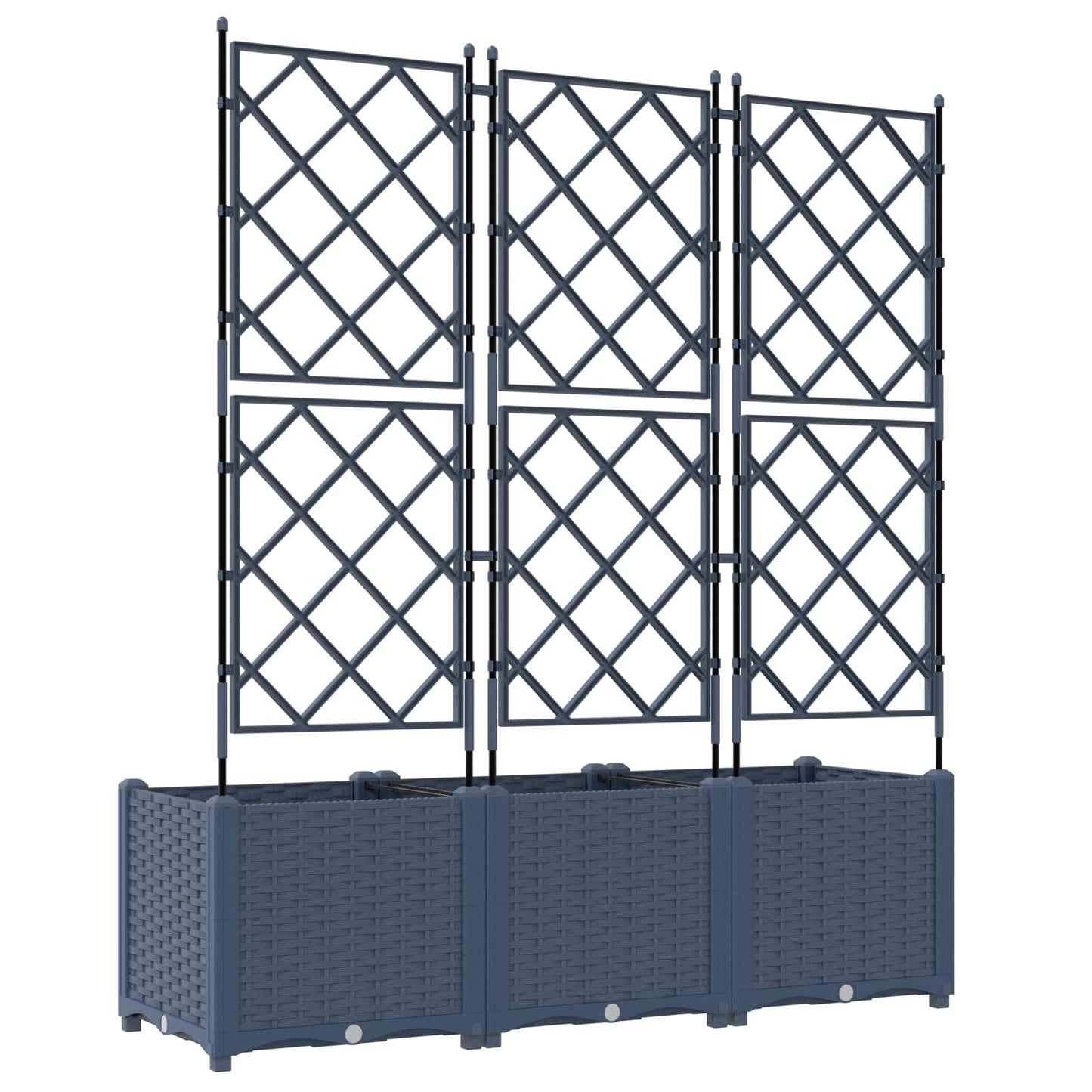 Trädgårdsplanterare 3 pcs Grå 120 x 40 x 143 cm Plast