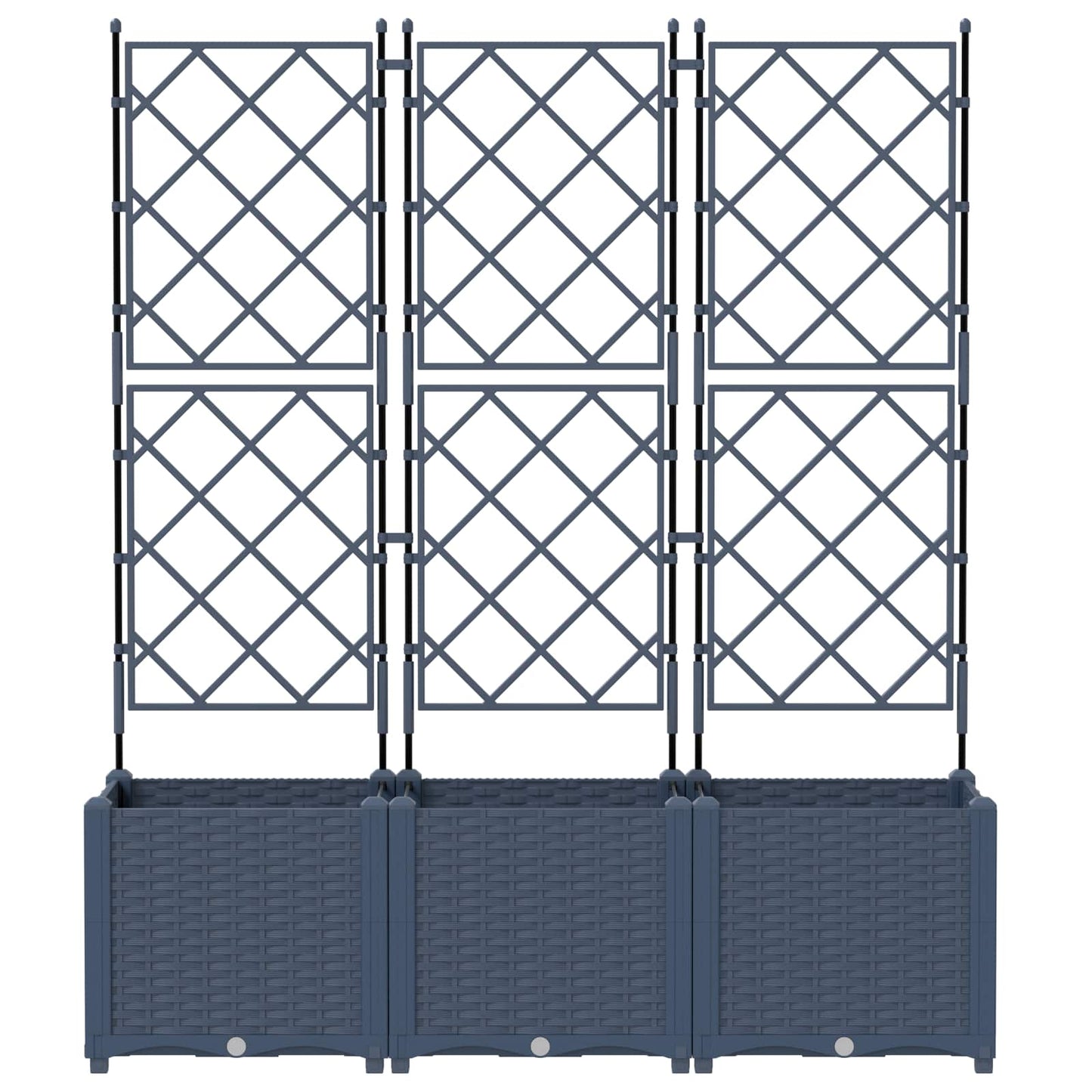 Trädgårdsplanterare 3 pcs Grå 120 x 40 x 143 cm Plast
