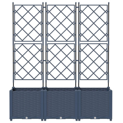 Trädgårdsplanterare 3 pcs Grå 120 x 40 x 143 cm Plast