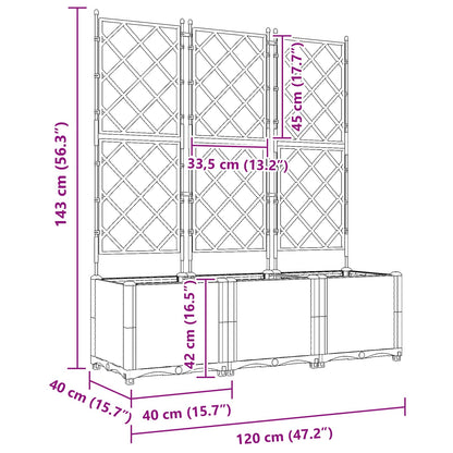 Trädgårdsplanterare 3 pcs Grå 120 x 40 x 143 cm Plast