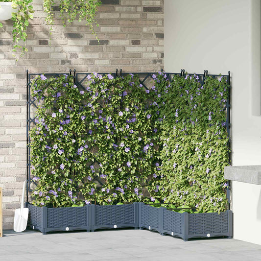 Trädgårdsplanterare 5 pcs Grå 120 x 120 x 125,5 cm Plast