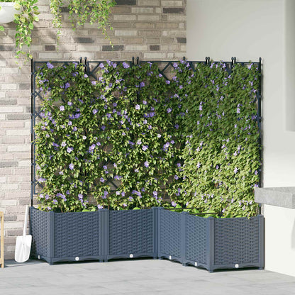 Trädgårdsplanterare 5 pcs Grå 120 x 120 x 143 cm Plast