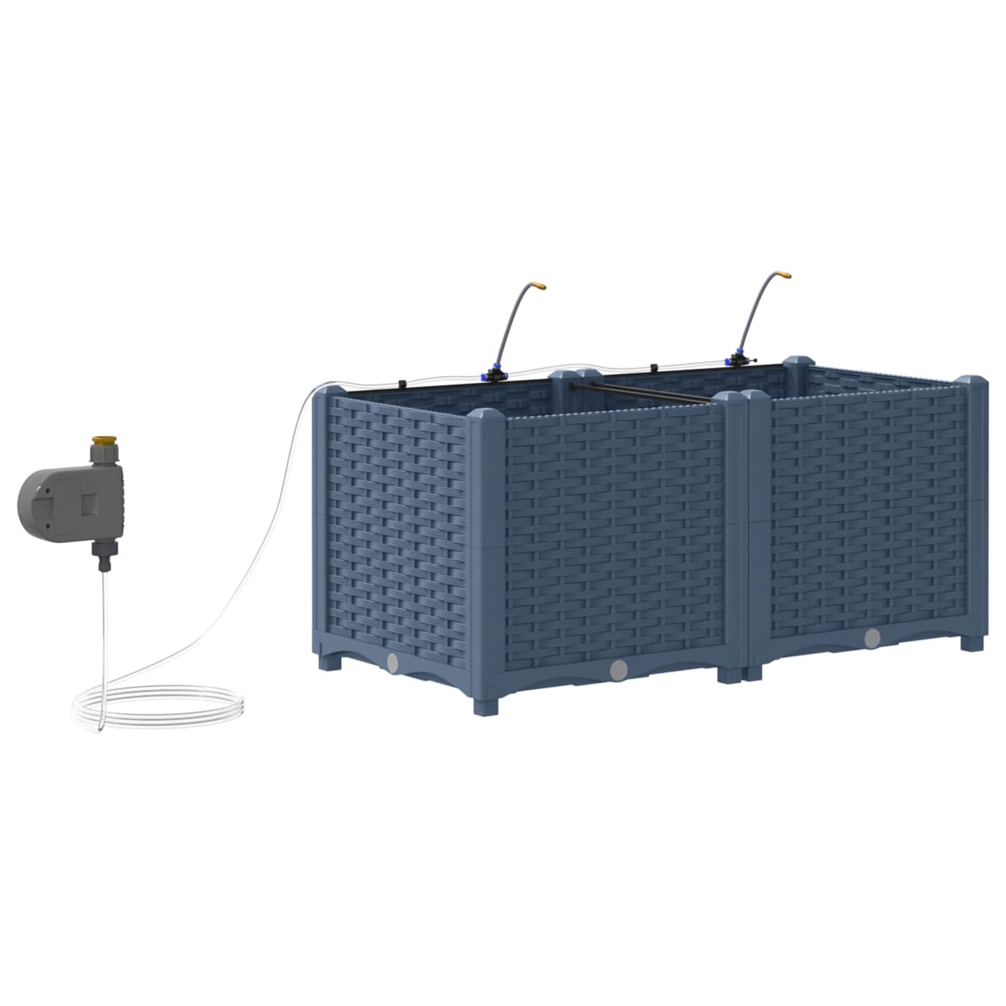 Trädgårdsplanterare 2 pcs Grå 80 x 40 x 37,5 cm Plast