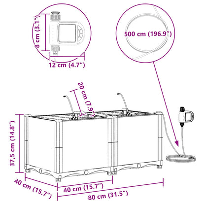 Trädgårdsplanterare 2 pcs Grå 80 x 40 x 37,5 cm Plast