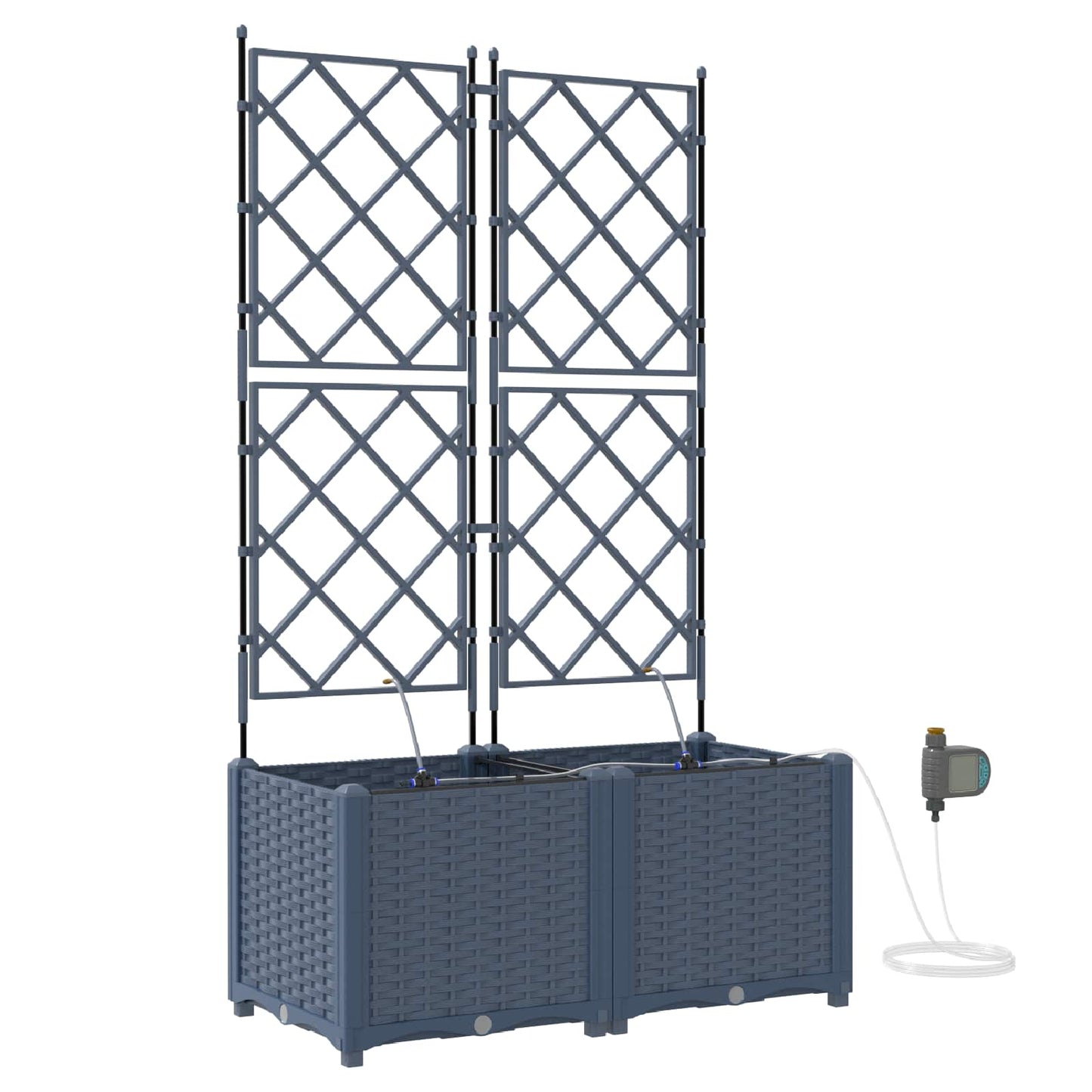 Trädgårdsplanterare 2 pcs Grå 80 x 40 x 142 cm Plast
