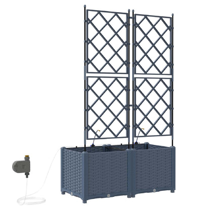 Trädgårdsplanterare 2 pcs Grå 80 x 40 x 142 cm Plast