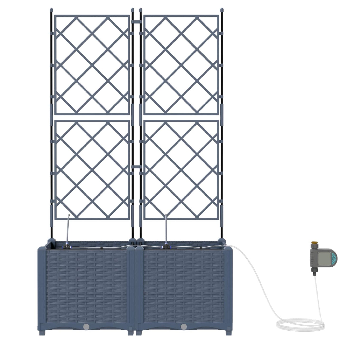 Trädgårdsplanterare 2 pcs Grå 80 x 40 x 142 cm Plast