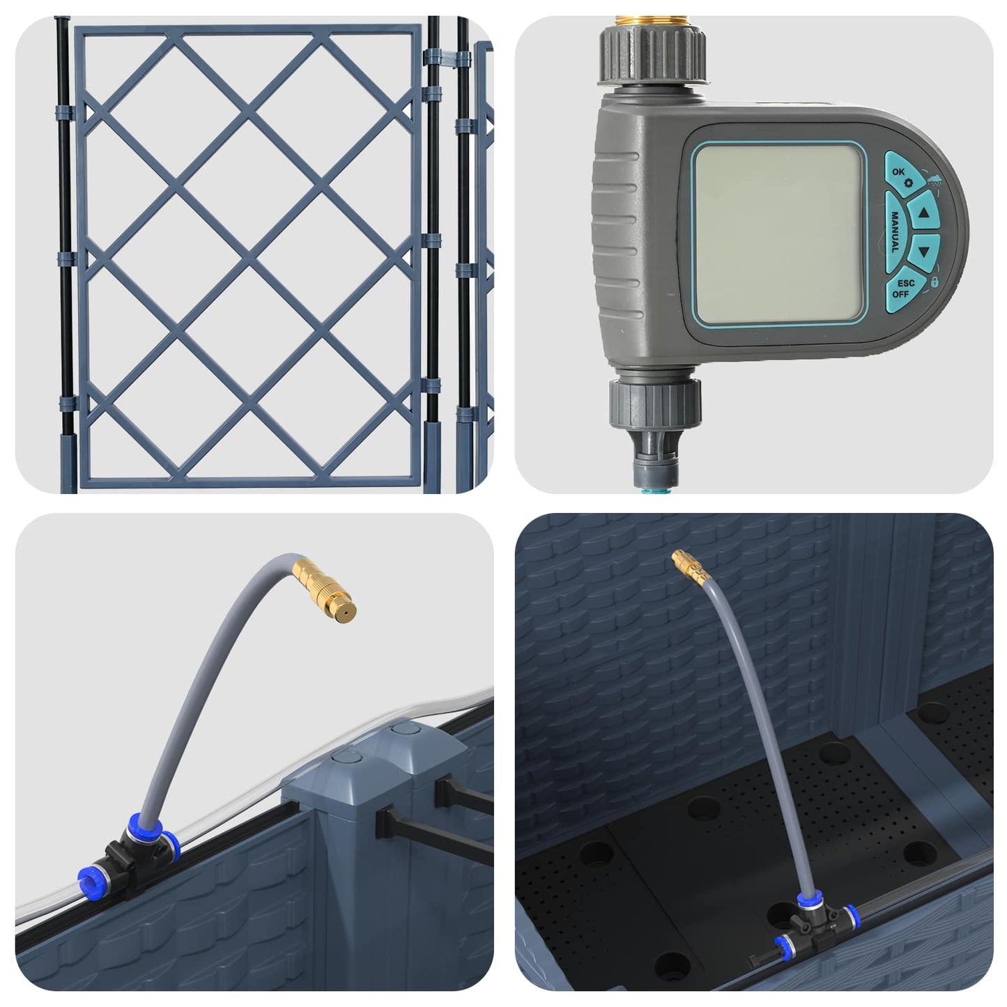 Trädgårdsplanterare 3 pcs Grå 120 x 120 x 142 cm Stål