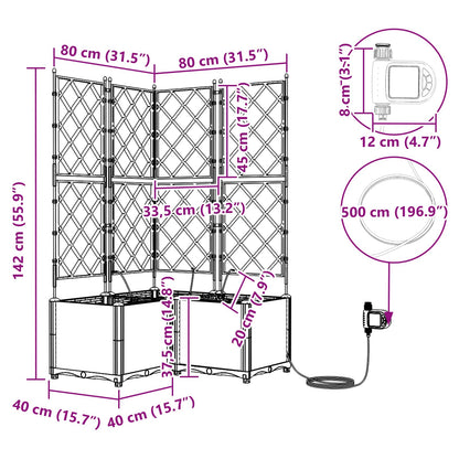 Trädgårdsplanterare 3 pcs Grå 80 x 80 x 142 cm Plast