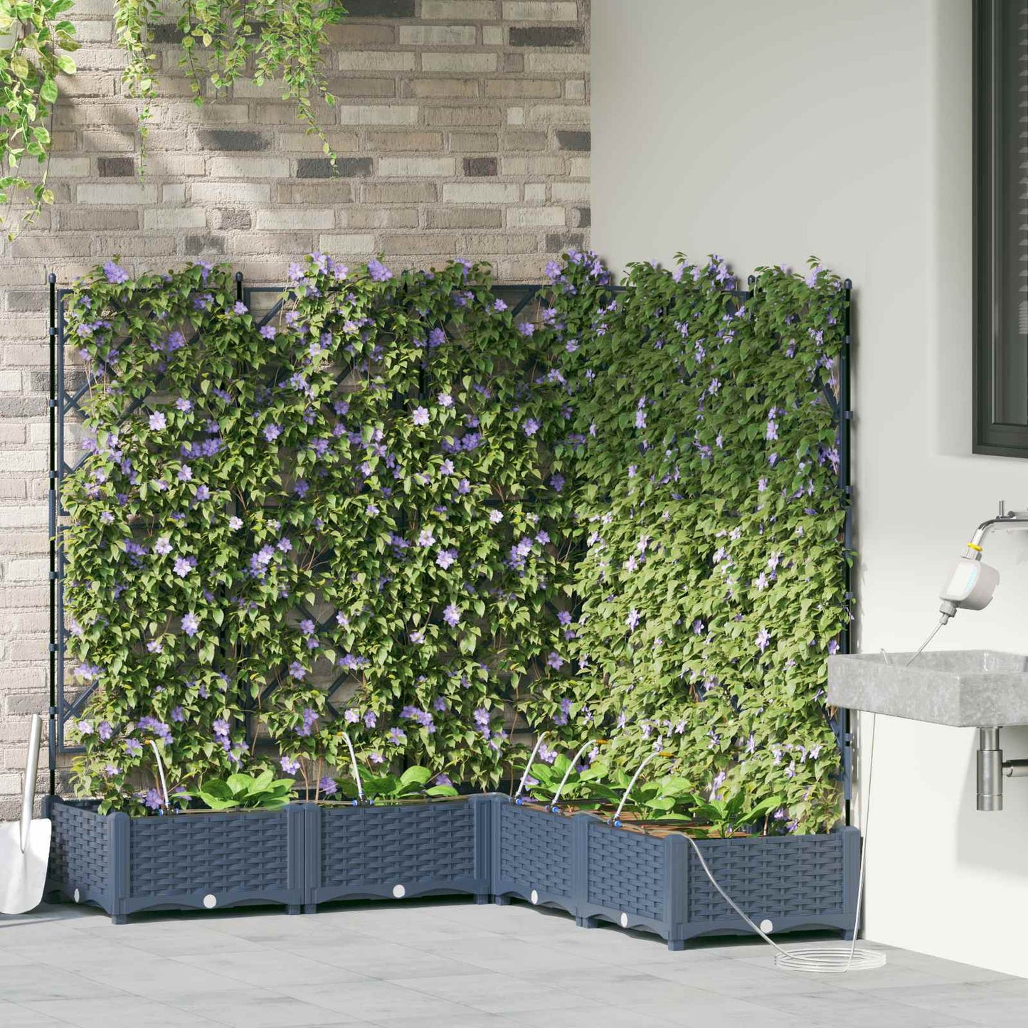 Trädgårdsplanterare 5 pcs Grå 120 x 120 x 126 cm Plast
