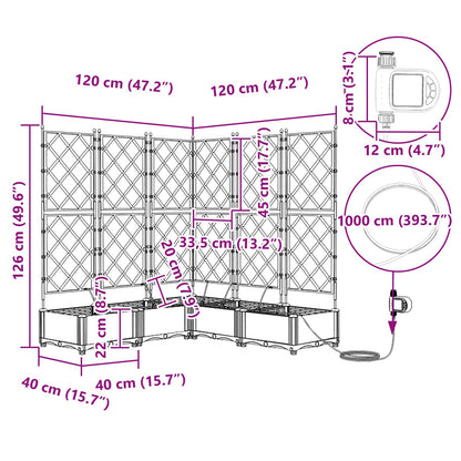 Trädgårdsplanterare 5 pcs Grå 120 x 120 x 126 cm Plast