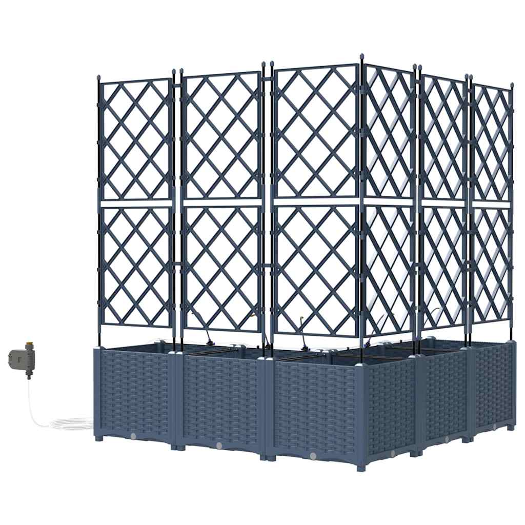 Trädgårdsplanterare 5 pcs Grå 120 x 120 x 142 cm Plast
