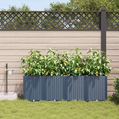 Trädgårdsplanterare 4 pcs Grå 160 x 40 x 52 cm Plast