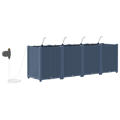 Trädgårdsplanterare 4 pcs Grå 160 x 40 x 52 cm Plast
