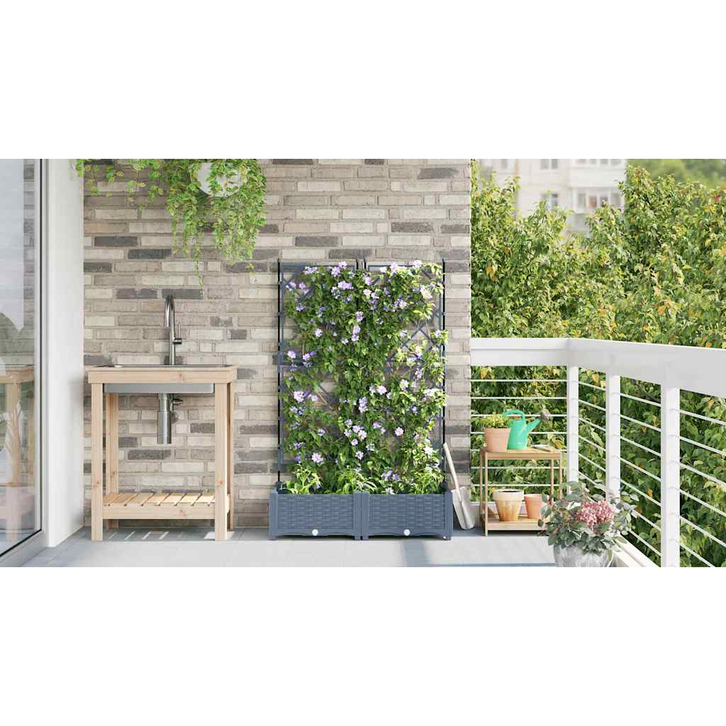 Trädgårdsplanterare 2 pcs Ljusgrå 80 x 40 x 125,5 cm Plast