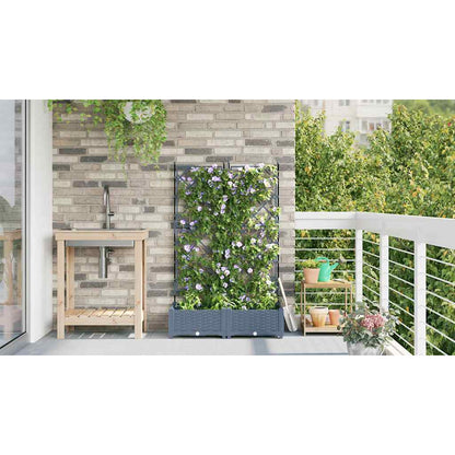 Trädgårdsplanterare 2 pcs Ljusgrå 80 x 40 x 125,5 cm Plast