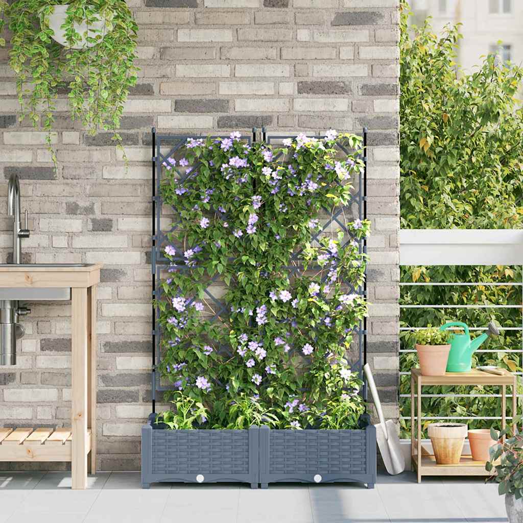 Trädgårdsplanterare 2 pcs Ljusgrå 80 x 40 x 125,5 cm Plast