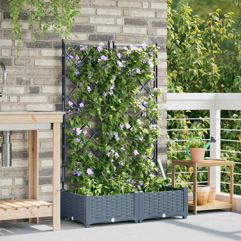 Trädgårdsplanterare 2 pcs Ljusgrå 80 x 40 x 125,5 cm Plast