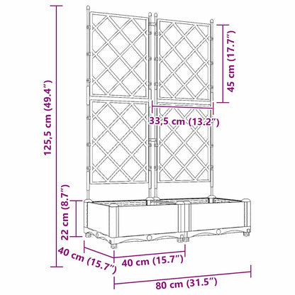 Trädgårdsplanterare 2 pcs Ljusgrå 80 x 40 x 125,5 cm Plast