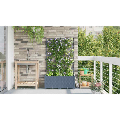 Trädgårdsplanterare 2 pcs Ljusgrå 80 x 40 x 143 cm Plast