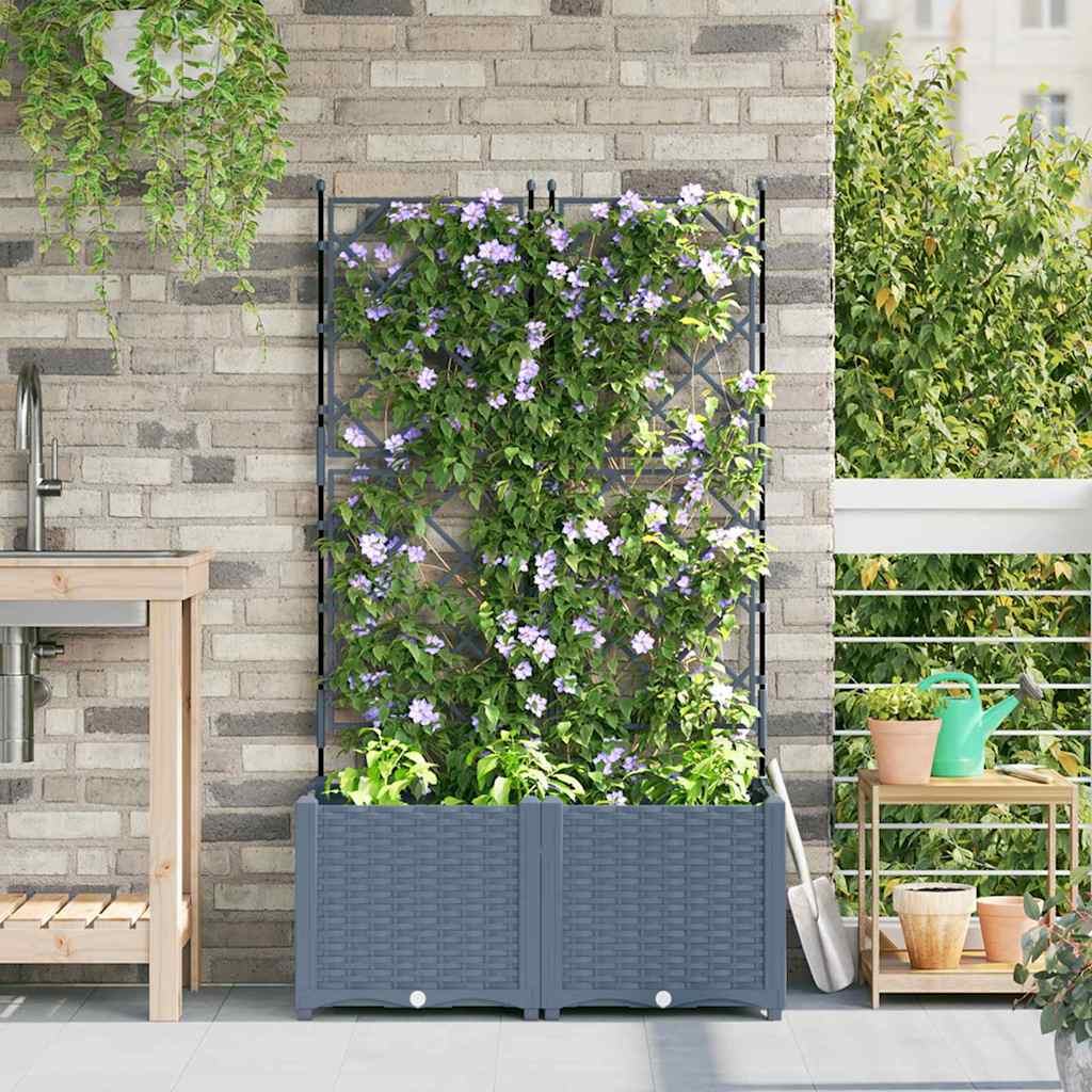 Trädgårdsplanterare 2 pcs Ljusgrå 80 x 40 x 143 cm Plast
