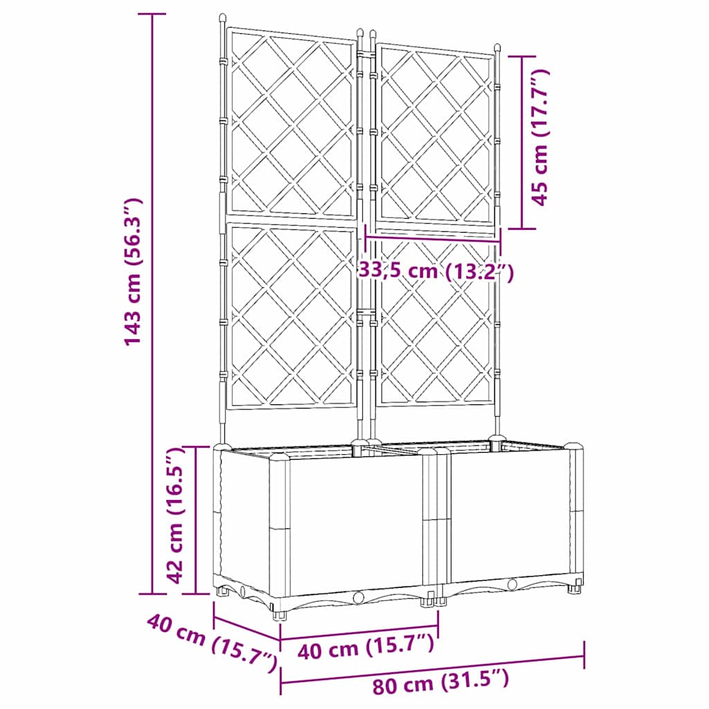 Trädgårdsplanterare 2 pcs Ljusgrå 80 x 40 x 143 cm Plast