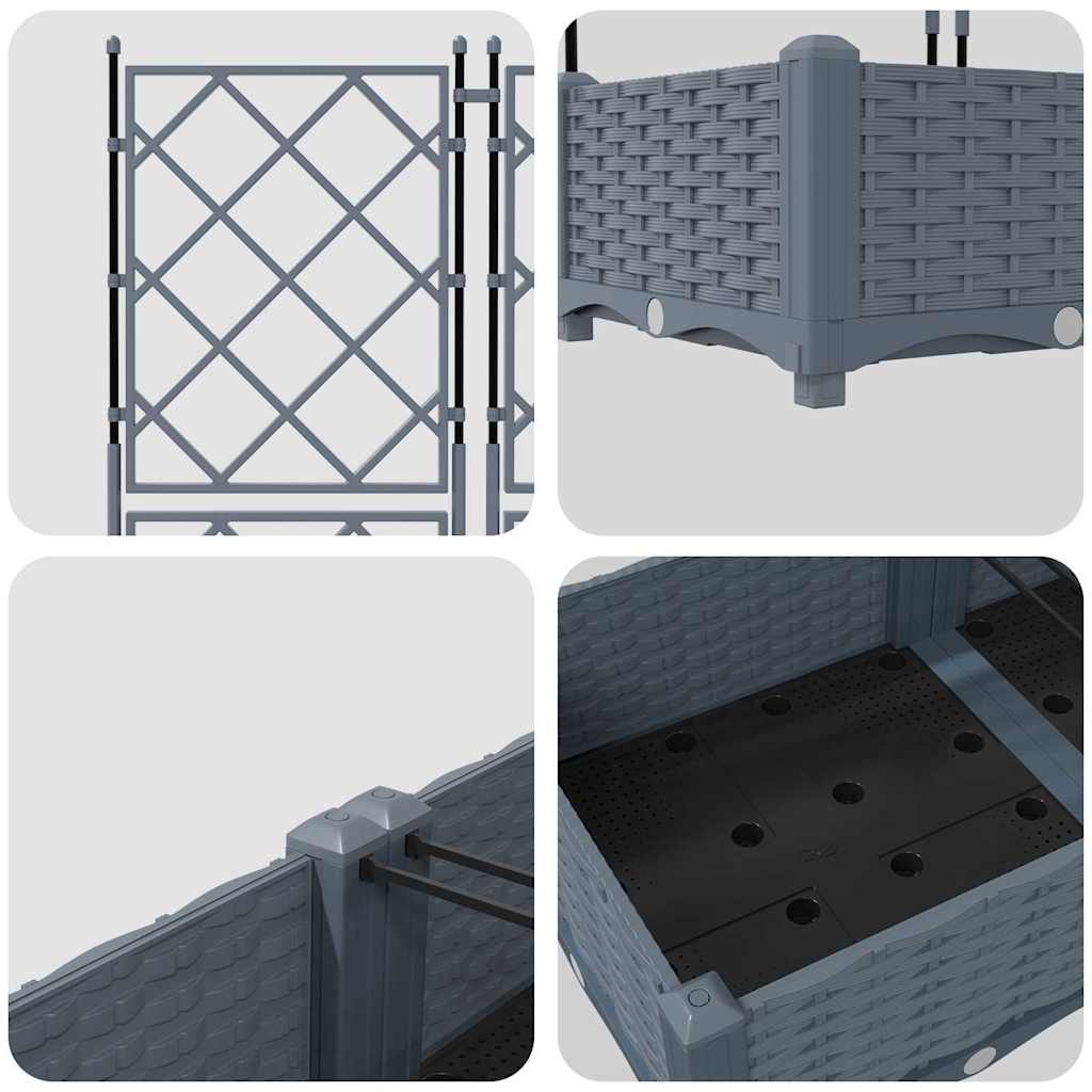 Trädgårdsplanterare 3 pcs Ljusgrå 120 x 40 x 125,5 cm Plast
