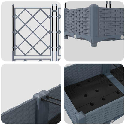 Trädgårdsplanterare 3 pcs Ljusgrå 120 x 40 x 125,5 cm Plast