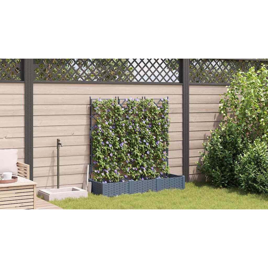 Trädgårdsplanterare 3 pcs Ljusgrå 120 x 40 x 125,5 cm Plast