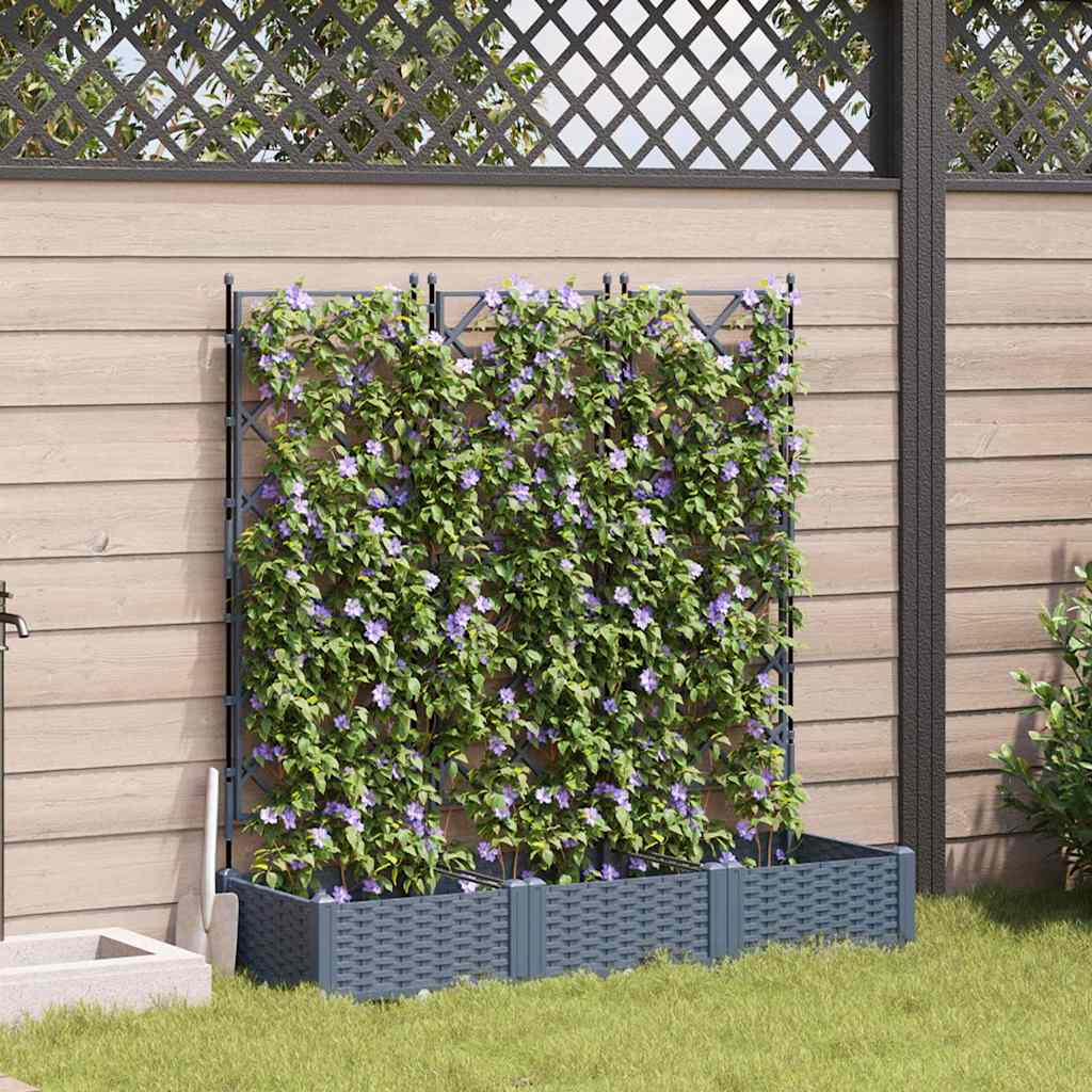 Trädgårdsplanterare 3 pcs Ljusgrå 120 x 40 x 125,5 cm Plast